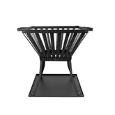 Black metal fire pit on a white background