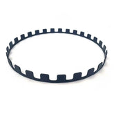 Black metal skewer ring on a white background