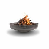 Fire pit with flames on a white background