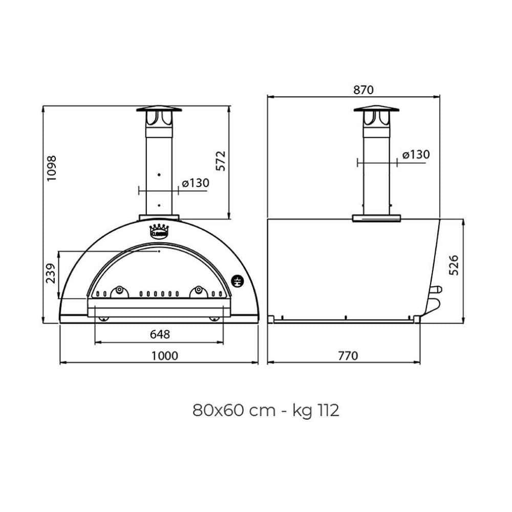 Italian Wood Fired Pizza Oven | Clementi Pulcinella 80x60