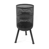 Black metal fire pit with 'BONFEU' branding on a white background