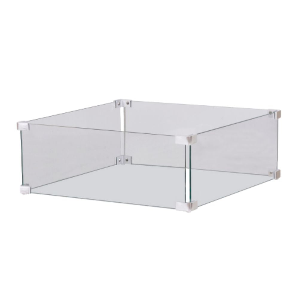 Square Glass set for Fire Pit Table on white background