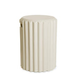 Beige gas bottle enclosure with ribbed texture on a white background