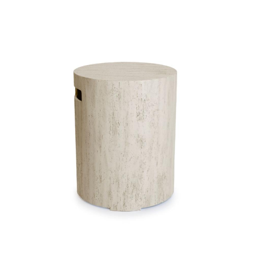 cylindrical gas bottle enclosure in beige on a white background
