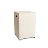 Beige gas bottle storage unit on a white background