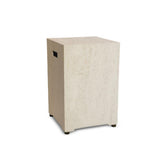 Beige gas bottle enclosure unit on a white background