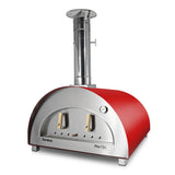 Red and silver pizza oven with 'Igneus' branding on a white background
